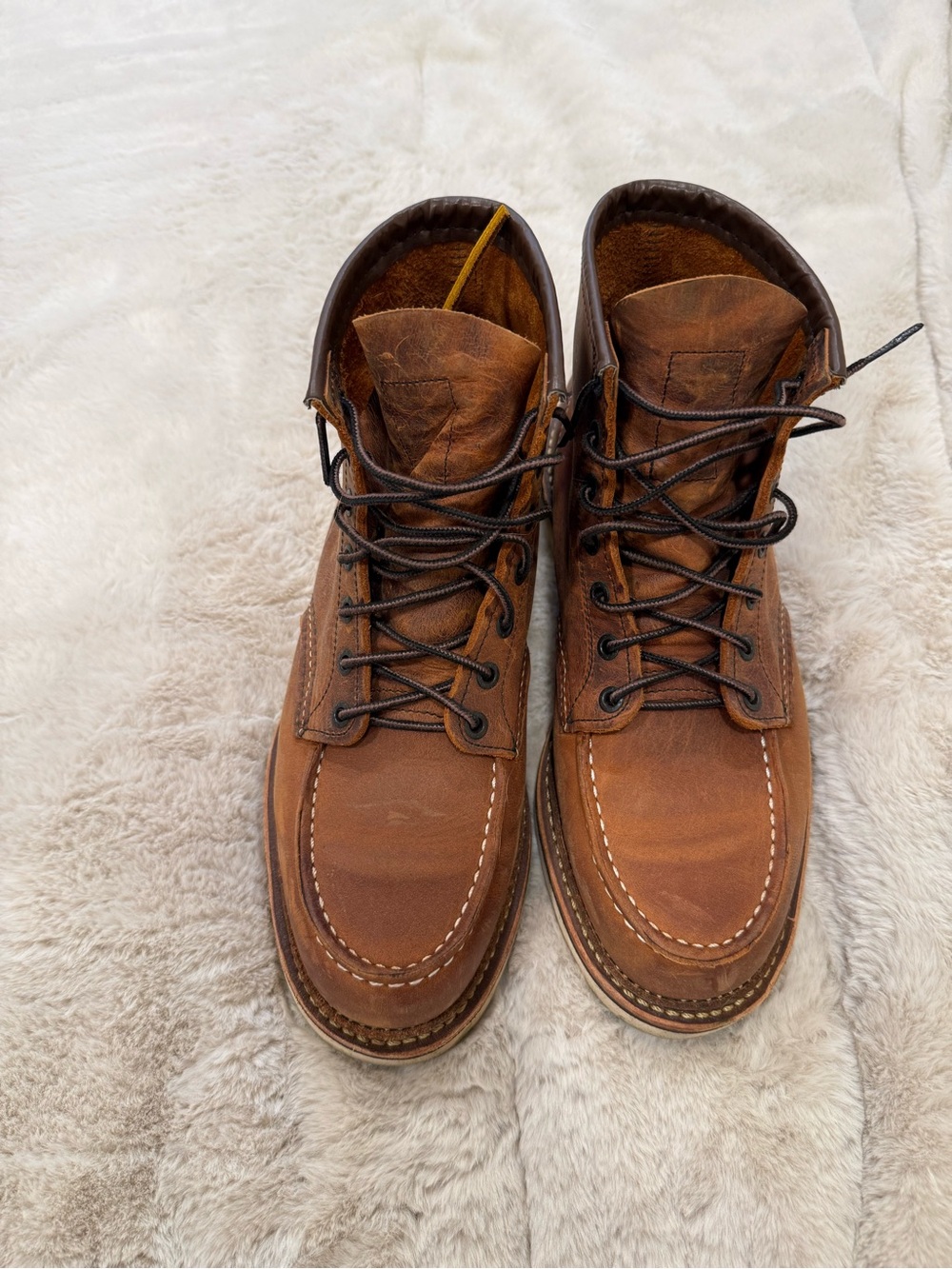 Red Wing Shoes Chestnut Brown Leather Moc Toe Lace-Up Boots